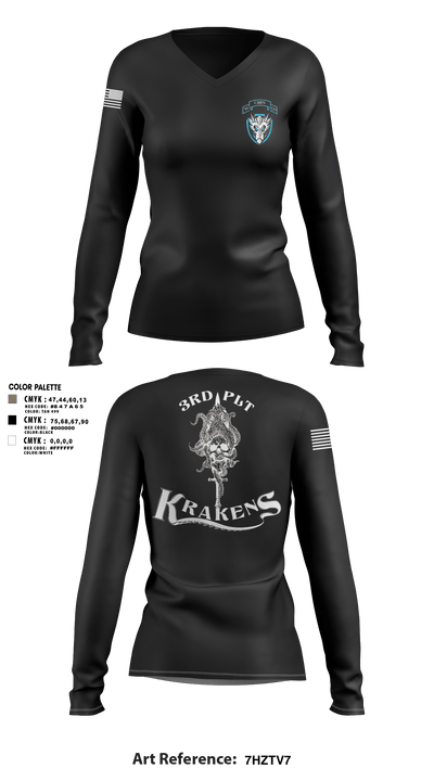 3RD PLT95TH CBRN 57596353 Women's Long Sleeve V-neck Shirt - 3