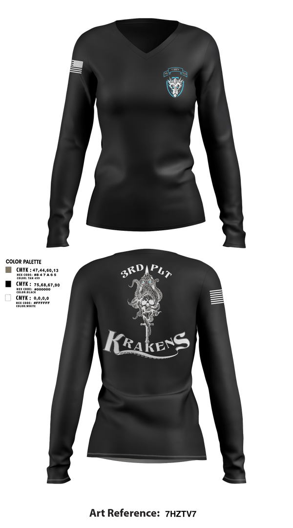 Womens Long Sleeve Vneck Shirt, 3RD PLT95TH CBRN3rd plt, Army, Teamtime, Team time, sublimation, custom sports apparel, team uniforms, spirit wear, spiritwear, sports uniforms, custom shirts, team store, custom team store, fundraiser sports, apparel fundraiser