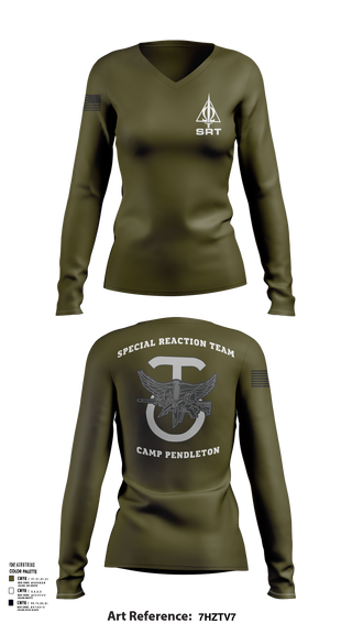 Womens Long Sleeve Vneck Shirt, Special Reaction Team, Marines, Teamtime, Team time, sublimation, custom sports apparel, team uniforms, spirit wear, spiritwear, sports uniforms, custom shirts, team store, custom team store, fundraiser sports, apparel fundraiser