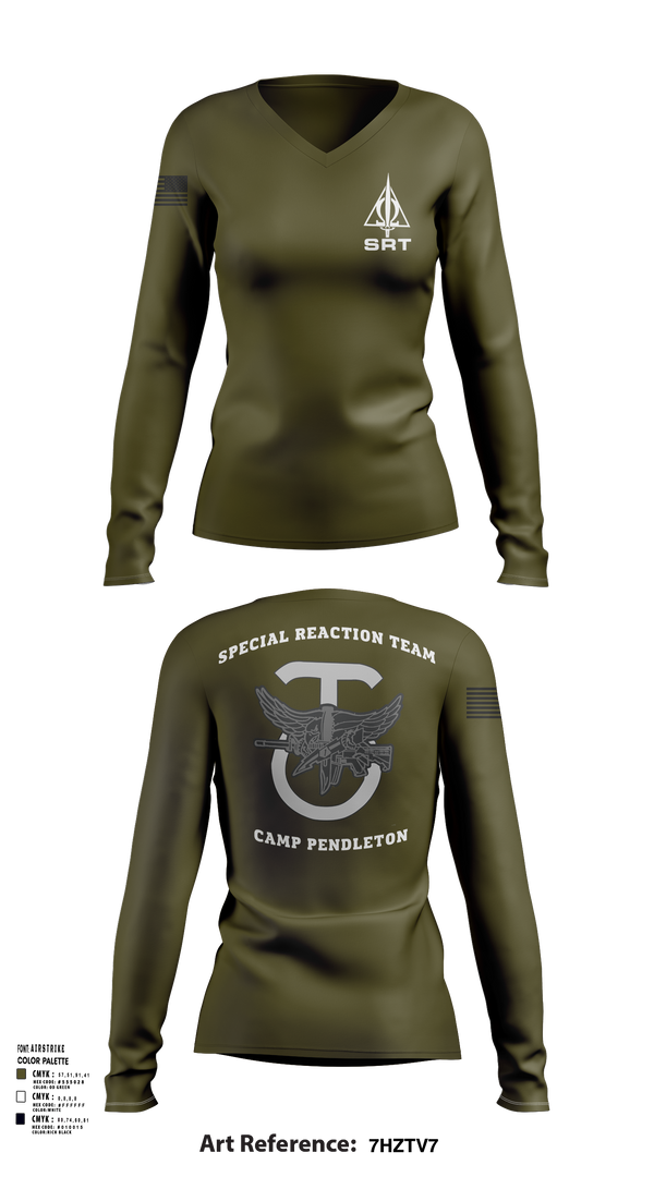Womens Long Sleeve Vneck Shirt, Special Reaction Team, Marines, Teamtime, Team time, sublimation, custom sports apparel, team uniforms, spirit wear, spiritwear, sports uniforms, custom shirts, team store, custom team store, fundraiser sports, apparel fundraiser