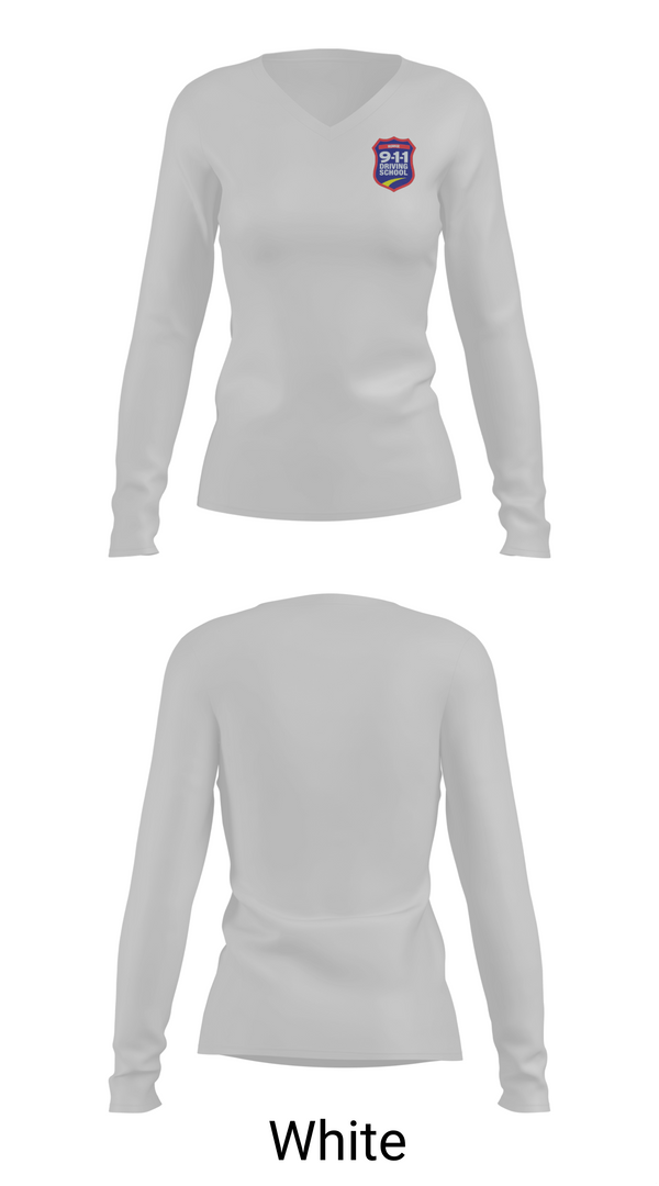 Womens Long Sleeve Vneck Shirt, 911 Driving School, , Teamtime, Team time, sublimation, custom sports apparel, team uniforms, spirit wear, spiritwear, sports uniforms, custom shirts, team store, custom team store, fundraiser sports, apparel fundraiser