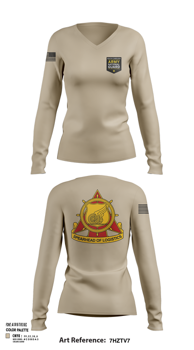 SOUTH CAROLINA ARMY NATIONAL GUARD 14160186 Women's Long Sleeve V-neck Shirt - 113