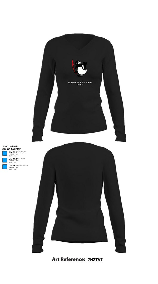 Womens Long Sleeve Vneck Shirt, Tri-County High School Band, Spirit Store, Teamtime, Team time, sublimation, custom sports apparel, team uniforms, spirit wear, spiritwear, sports uniforms, custom shirts, team store, custom team store, fundraiser sports, apparel fundraiser