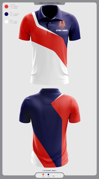 Short Sleeve Performance Polo, Atomic gaming and, , Teamtime, Team time, sublimation, custom sports apparel, team uniforms, spirit wear, spiritwear, sports uniforms, custom shirts, team store, custom team store, fundraiser sports, apparel fundraiser