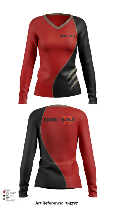 Arise N Build 35818845 Women's Long Sleeve V-neck Shirt - 105