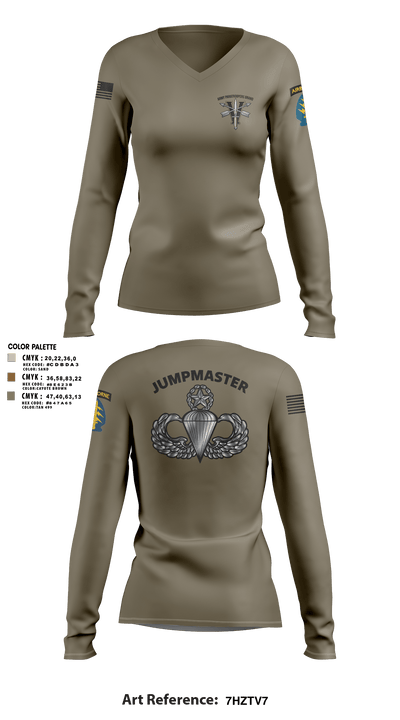 Army Paratroopers Brand 37427971 Women's Long Sleeve V-neck Shirt -1 6
