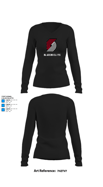 Blazers elite 55481692 Women's Long Sleeve V-neck Shirt - 34