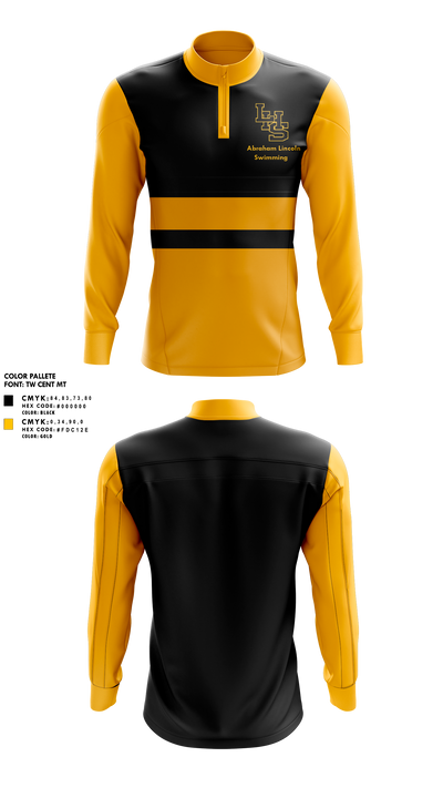 Abraham Lincoln High School Swimming 72192353 Quarter Zip Jacket - 1
