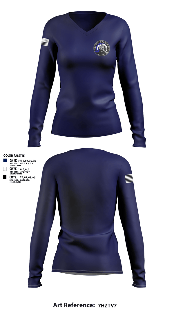 Womens Long Sleeve Vneck Shirt, The Elite Force Llc, Police, Teamtime, Team time, sublimation, custom sports apparel, team uniforms, spirit wear, spiritwear, sports uniforms, custom shirts, team store, custom team store, fundraiser sports, apparel fundraiser