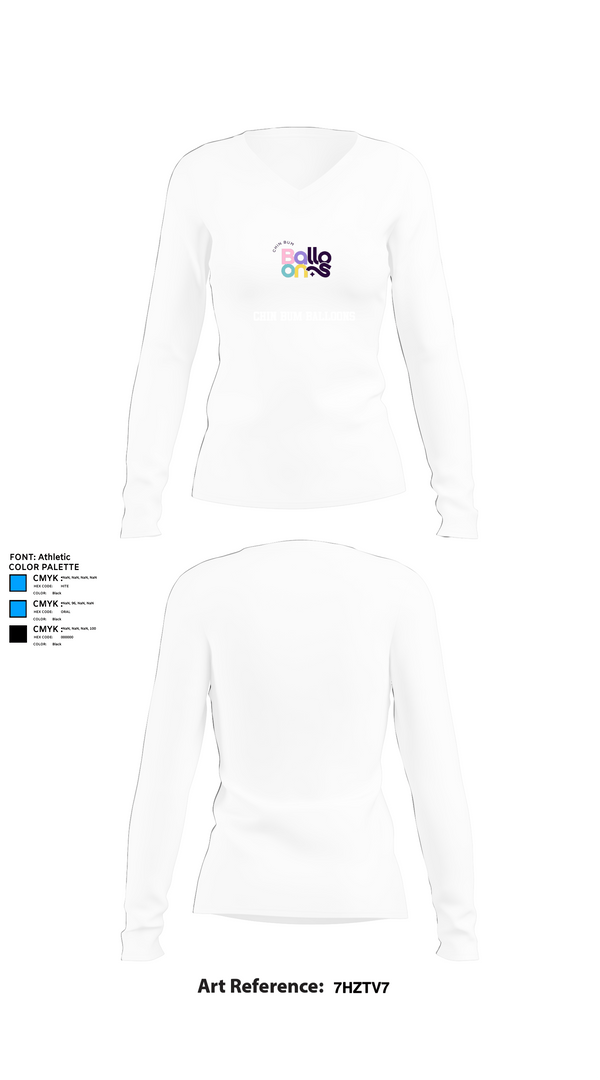 Womens Long Sleeve Vneck Shirt, Chin Bum Balloons, , Teamtime, Team time, sublimation, custom sports apparel, team uniforms, spirit wear, spiritwear, sports uniforms, custom shirts, team store, custom team store, fundraiser sports, apparel fundraiser