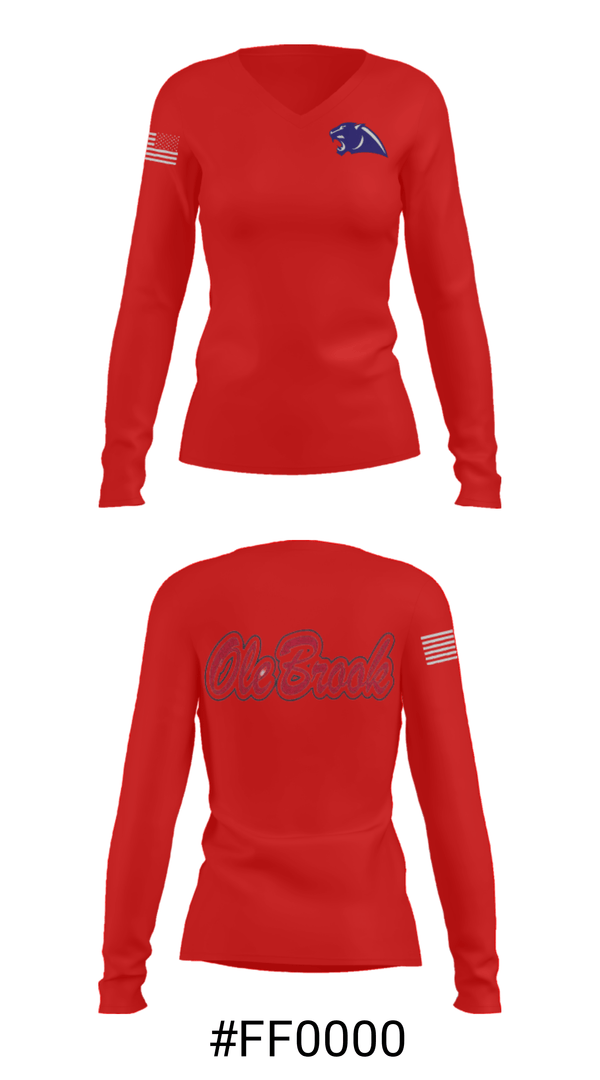 Women's Long Sleeve Vneck Shirt, Brookhaven High School Track, Track & Field, Teamtime, Team time, sublimation, custom sports apparel, team uniforms, spirit wear, spiritwear, sports uniforms, custom shirts, team store, custom team store, fundraiser sports, apparel fundraiser