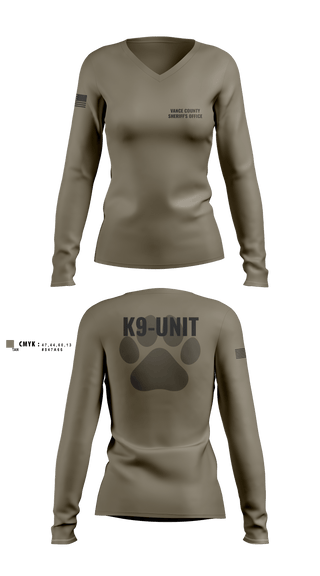 Women's Long Sleeve Vneck Shirt, Vance County Sheriff's Office  K9 Unit, Police, Teamtime, Team time, sublimation, custom sports apparel, team uniforms, spirit wear, spiritwear, sports uniforms, custom shirts, team store, custom team store, fundraiser sports, apparel fundraiser