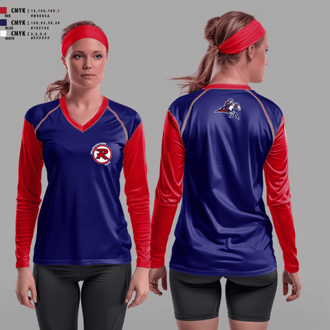 Womens Long Sleeve Vneck Shirt, Richland High School Dance, Spirit Store, Teamtime, Team time, sublimation, custom sports apparel, team uniforms, spirit wear, spiritwear, sports uniforms, custom shirts, team store, custom team store, fundraiser sports, apparel fundraiser