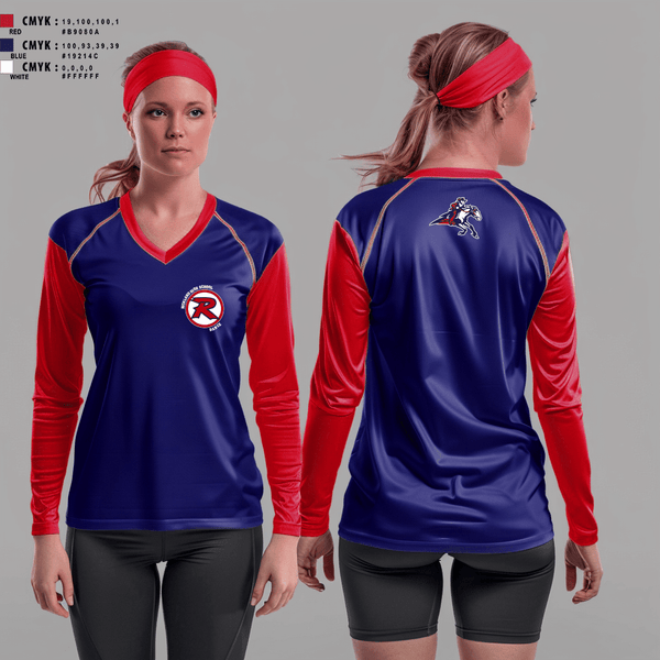 Womens Long Sleeve Vneck Shirt, Richland High School Dance, Spirit Store, Teamtime, Team time, sublimation, custom sports apparel, team uniforms, spirit wear, spiritwear, sports uniforms, custom shirts, team store, custom team store, fundraiser sports, apparel fundraiser