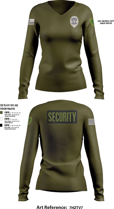 Womens Long Sleeve Vneck Shirt, Southern Security & Patrol Services, Police, Teamtime, Team time, sublimation, custom sports apparel, team uniforms, spirit wear, spiritwear, sports uniforms, custom shirts, team store, custom team store, fundraiser sports, apparel fundraiser