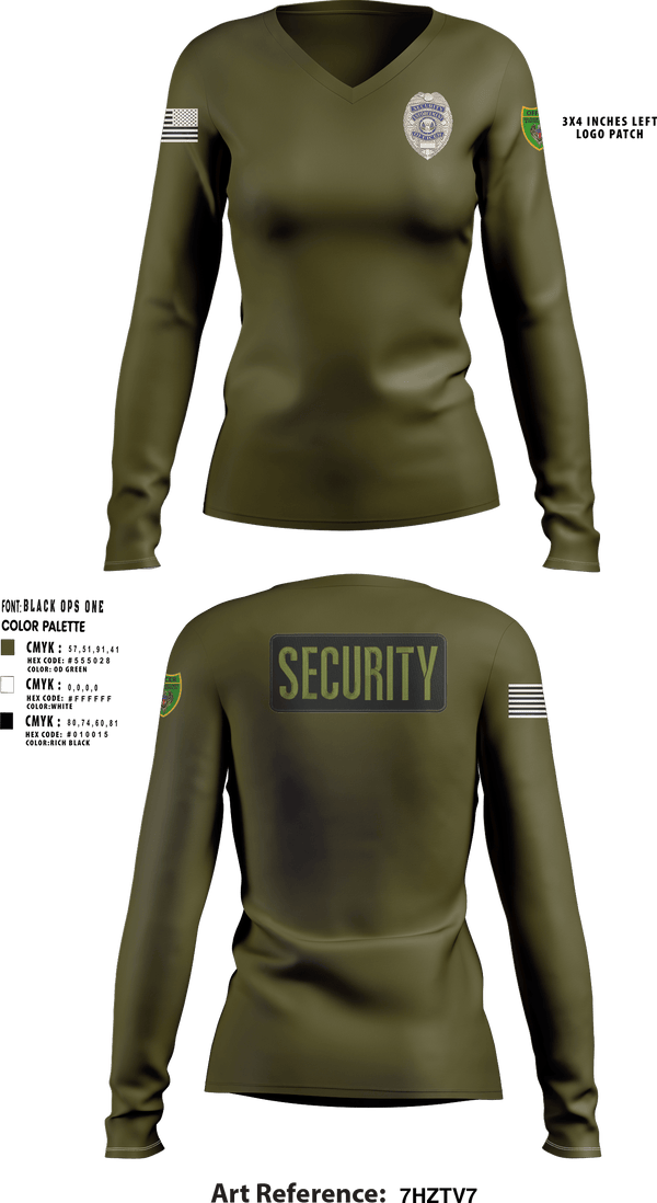 Womens Long Sleeve Vneck Shirt, Southern Security & Patrol Services, Police, Teamtime, Team time, sublimation, custom sports apparel, team uniforms, spirit wear, spiritwear, sports uniforms, custom shirts, team store, custom team store, fundraiser sports, apparel fundraiser