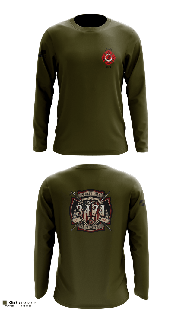 Long Sleeve Performance Shirt, Local 3474IAFF Local 3474, Fire Department, Teamtime, Team time, sublimation, custom sports apparel, team uniforms, spirit wear, spiritwear, sports uniforms, custom shirts, team store, custom team store, fundraiser sports, apparel fundraiser