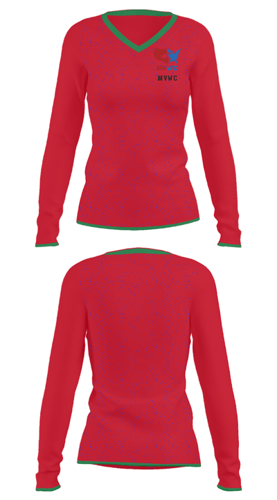 MVWC 77014692 Women's Long Sleeve V-neck Shirt - 34