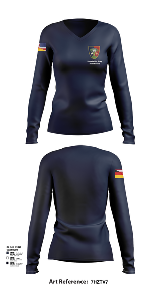 Womens Long Sleeve Vneck Shirt, U.S. Army Health Clinic - Baumholder, Army, Teamtime, Team time, sublimation, custom sports apparel, team uniforms, spirit wear, spiritwear, sports uniforms, custom shirts, team store, custom team store, fundraiser sports, apparel fundraiser
