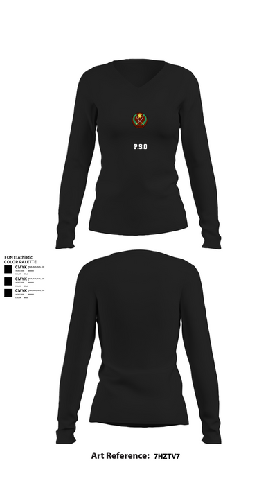 P.S.O 68871160 Women's Long Sleeve V-neck Shirt - 21
