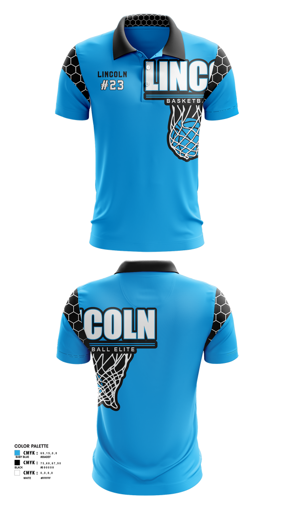 Short Sleeve Performance Polo, Lincoln Basketball Elite, Men's Basketball, Teamtime, Team time, sublimation, custom sports apparel, team uniforms, spirit wear, spiritwear, sports uniforms, custom shirts, team store, custom team store, fundraiser sports, apparel fundraiser