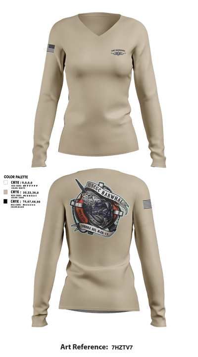 CHC NARWHAL 89056143 Women's Long Sleeve V-neck Shirt - 2