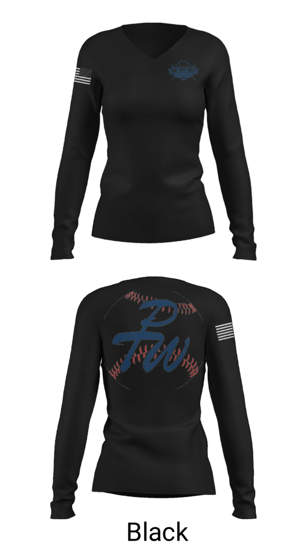 Women's Long Sleeve Vneck Shirt, Par-Troy West Little League Baseball, Baseball, Teamtime, Team time, sublimation, custom sports apparel, team uniforms, spirit wear, spiritwear, sports uniforms, custom shirts, team store, custom team store, fundraiser sports, apparel fundraiser