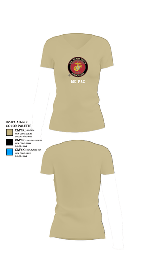 Women's Short Sleeve Vneck Shirt, MCIPAC, Marines, Teamtime, Team time, sublimation, custom sports apparel, team uniforms, spirit wear, spiritwear, sports uniforms, custom shirts, team store, custom team store, fundraiser sports, apparel fundraiser