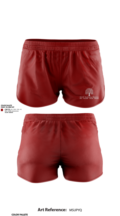 Womens Shorts, Hope Restoration Ministries, , Teamtime, Team time, sublimation, custom sports apparel, team uniforms, spirit wear, spiritwear, sports uniforms, custom shirts, team store, custom team store, fundraiser sports, apparel fundraiser