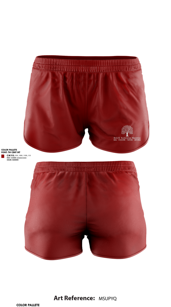 Womens Shorts, Hope Restoration Ministries, , Teamtime, Team time, sublimation, custom sports apparel, team uniforms, spirit wear, spiritwear, sports uniforms, custom shirts, team store, custom team store, fundraiser sports, apparel fundraiser