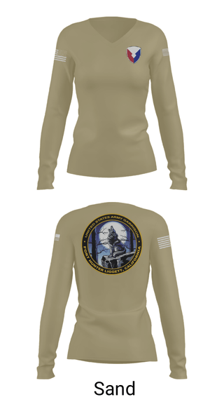 Women's Long Sleeve Vneck Shirt, USAG Fort Hunter Liggett, Army, Teamtime, Team time, sublimation, custom sports apparel, team uniforms, spirit wear, spiritwear, sports uniforms, custom shirts, team store, custom team store, fundraiser sports, apparel fundraiser