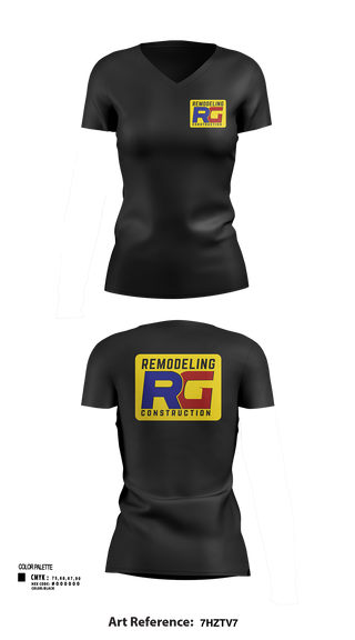 Womens Short Sleeve Vneck Shirt, Rg remodeling, , Teamtime, Team time, sublimation, custom sports apparel, team uniforms, spirit wear, spiritwear, sports uniforms, custom shirts, team store, custom team store, fundraiser sports, apparel fundraiser