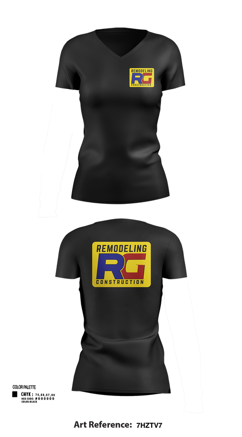 Womens Short Sleeve Vneck Shirt, Rg remodeling, , Teamtime, Team time, sublimation, custom sports apparel, team uniforms, spirit wear, spiritwear, sports uniforms, custom shirts, team store, custom team store, fundraiser sports, apparel fundraiser