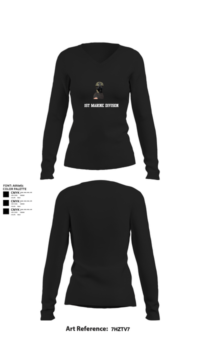 1st marine divison 61808262 Women's Long Sleeve V-neck Shirt - 22