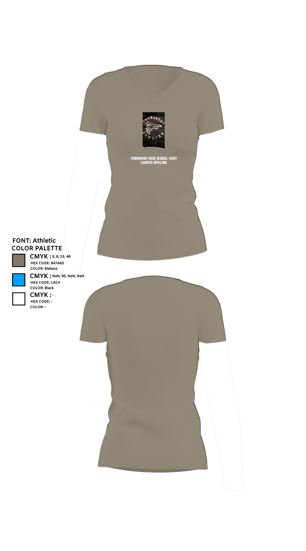Womens Short Sleeve Vneck Shirt, Pennsbury High School West Campus Bowling, Bowling, Teamtime, Team time, sublimation, custom sports apparel, team uniforms, spirit wear, spiritwear, sports uniforms, custom shirts, team store, custom team store, fundraiser sports, apparel fundraiser