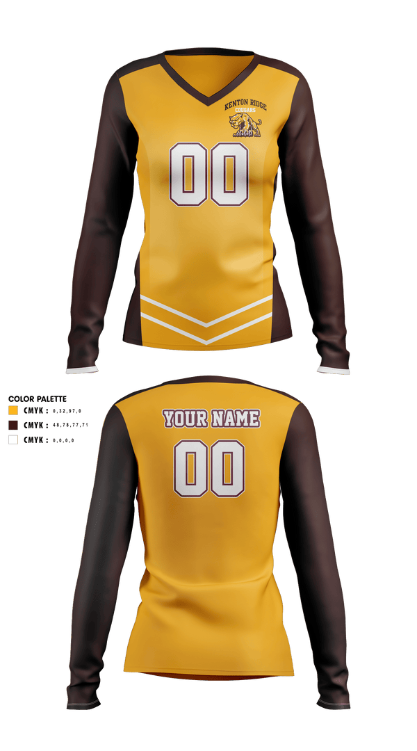 Women's Long Sleeve Vneck Shirt, Kenton Ridge High School Volleyball, Women's Volleyball, Teamtime, Team time, sublimation, custom sports apparel, team uniforms, spirit wear, spiritwear, sports uniforms, custom shirts, team store, custom team store, fundraiser sports, apparel fundraiser