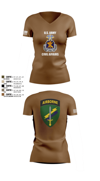 Womens Short Sleeve Vneck Shirt, Civil Affairs Schoolhouse, , Teamtime, Team time, sublimation, custom sports apparel, team uniforms, spirit wear, spiritwear, sports uniforms, custom shirts, team store, custom team store, fundraiser sports, apparel fundraiser