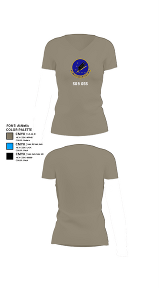 Womens Short Sleeve Vneck Shirt, 509 OSS, Air Force, Teamtime, Team time, sublimation, custom sports apparel, team uniforms, spirit wear, spiritwear, sports uniforms, custom shirts, team store, custom team store, fundraiser sports, apparel fundraiser