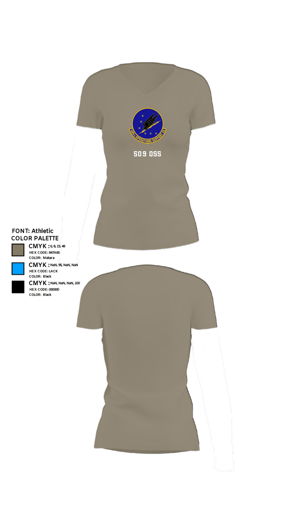 Womens Short Sleeve Vneck Shirt, 509 OSS, Air Force, Teamtime, Team time, sublimation, custom sports apparel, team uniforms, spirit wear, spiritwear, sports uniforms, custom shirts, team store, custom team store, fundraiser sports, apparel fundraiser