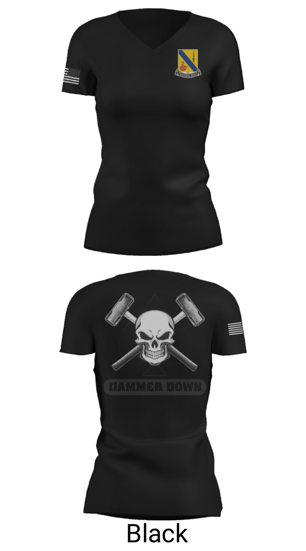 Women's Short Sleeve Vneck Shirt, 2-14 CAV ACE HIGH, Army, Teamtime, Team time, sublimation, custom sports apparel, team uniforms, spirit wear, spiritwear, sports uniforms, custom shirts, team store, custom team store, fundraiser sports, apparel fundraiser