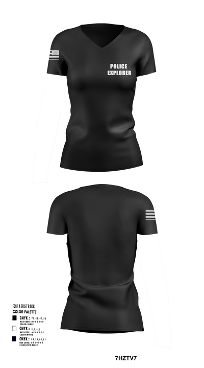 Police Explorer 83443947 Women's Short Sleeve V-neck Shirt - 114