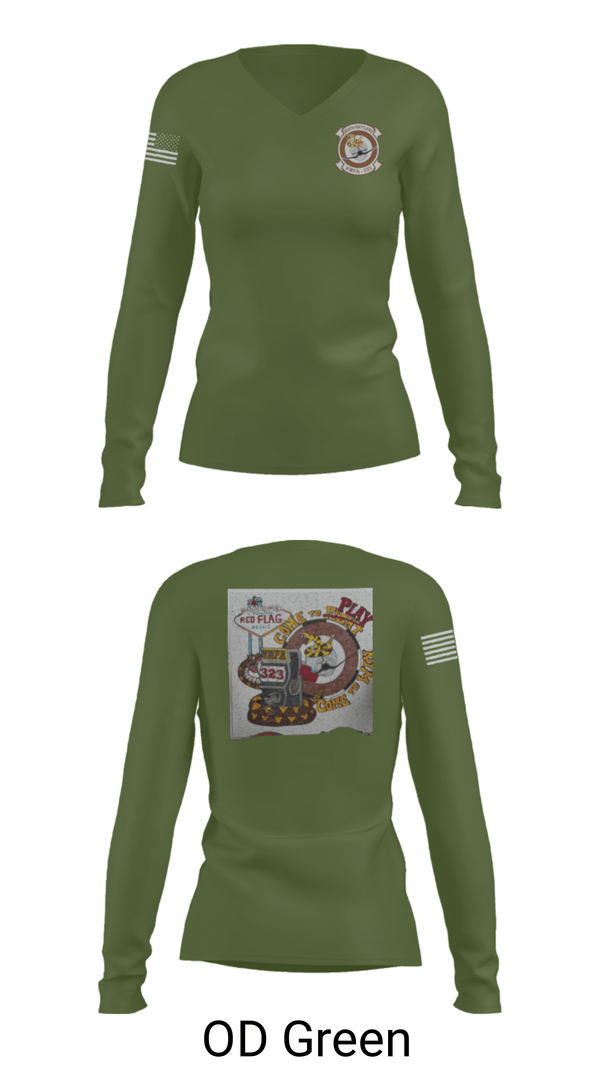 Women's Long Sleeve Vneck Shirt, VMFA-323, Marines, Teamtime, Team time, sublimation, custom sports apparel, team uniforms, spirit wear, spiritwear, sports uniforms, custom shirts, team store, custom team store, fundraiser sports, apparel fundraiser