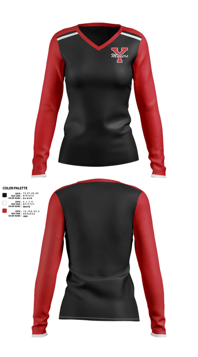 Yukon High School Golf 59897349 Women's Long Sleeve V-neck Shirt - 40
