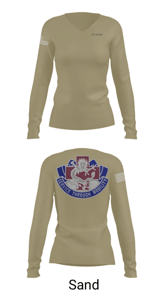 Women's Long Sleeve Vneck Shirt, 131st SAD, Army, Teamtime, Team time, sublimation, custom sports apparel, team uniforms, spirit wear, spiritwear, sports uniforms, custom shirts, team store, custom team store, fundraiser sports, apparel fundraiser