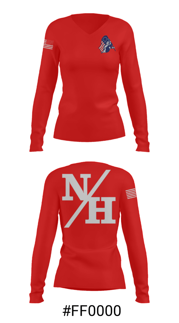 Women's Long Sleeve Vneck Shirt, Nathan Hale High School Baseball, Baseball, Teamtime, Team time, sublimation, custom sports apparel, team uniforms, spirit wear, spiritwear, sports uniforms, custom shirts, team store, custom team store, fundraiser sports, apparel fundraiser