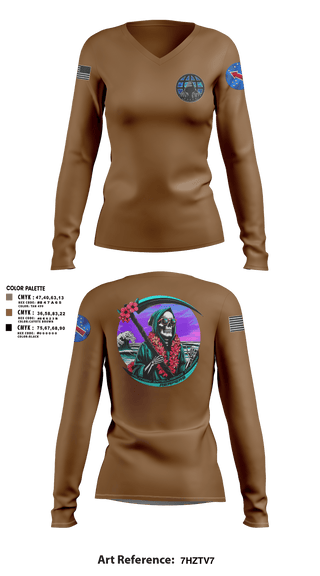 Womens Long Sleeve Vneck Shirt, REAPERS, FT SHAFTER, , Teamtime, Team time, sublimation, custom sports apparel, team uniforms, spirit wear, spiritwear, sports uniforms, custom shirts, team store, custom team store, fundraiser sports, apparel fundraiser