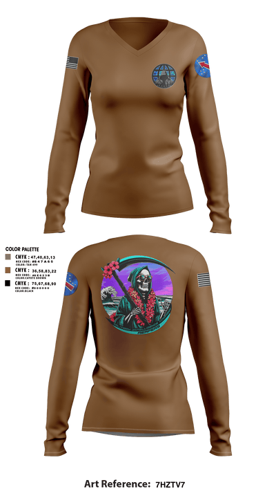 REAPERS, FT SHAFTER 63519061 Women's Long Sleeve V-neck Shirt - 2