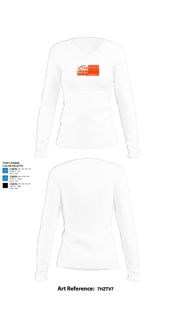 Women's Long Sleeve Vneck Shirt, Vazquez House Movers, , Teamtime, Team time, sublimation, custom sports apparel, team uniforms, spirit wear, spiritwear, sports uniforms, custom shirts, team store, custom team store, fundraiser sports, apparel fundraiser