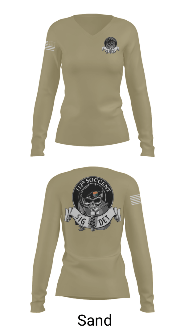 Women's Long Sleeve Vneck Shirt, 112 SOCCENT SIGDET, Army, Teamtime, Team time, sublimation, custom sports apparel, team uniforms, spirit wear, spiritwear, sports uniforms, custom shirts, team store, custom team store, fundraiser sports, apparel fundraiser
