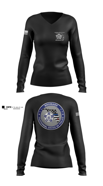 Broward Fraternal Order of Police 91005967 Women's Long Sleeve V-neck Shirt - 3
